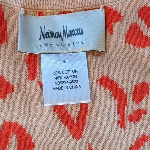 Neiman Marcus Red and Cream Print Sleeveless Tank Medium - Picture 3 of 4